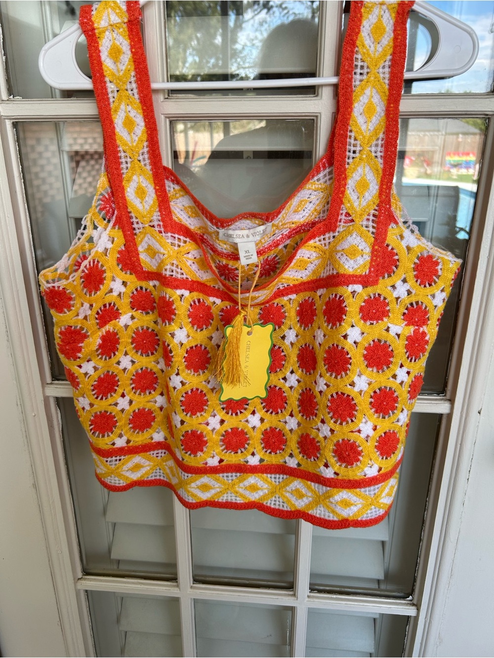 Chelsea & Violet Yellow and Orange Crochet Tank Top